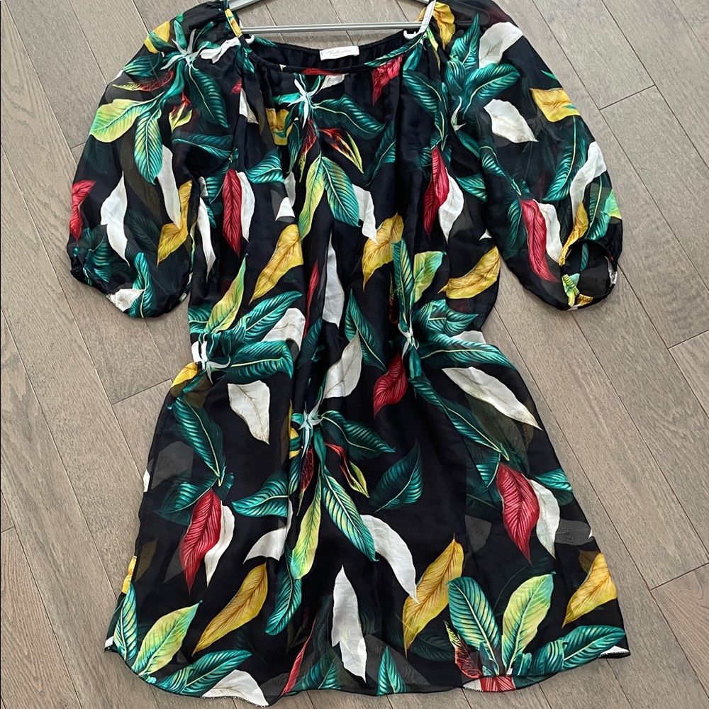 🇮🇹 Bellambra Silk Blend Leaf Print Dress • Made in Italy • Size Large - Picture 3 of 16